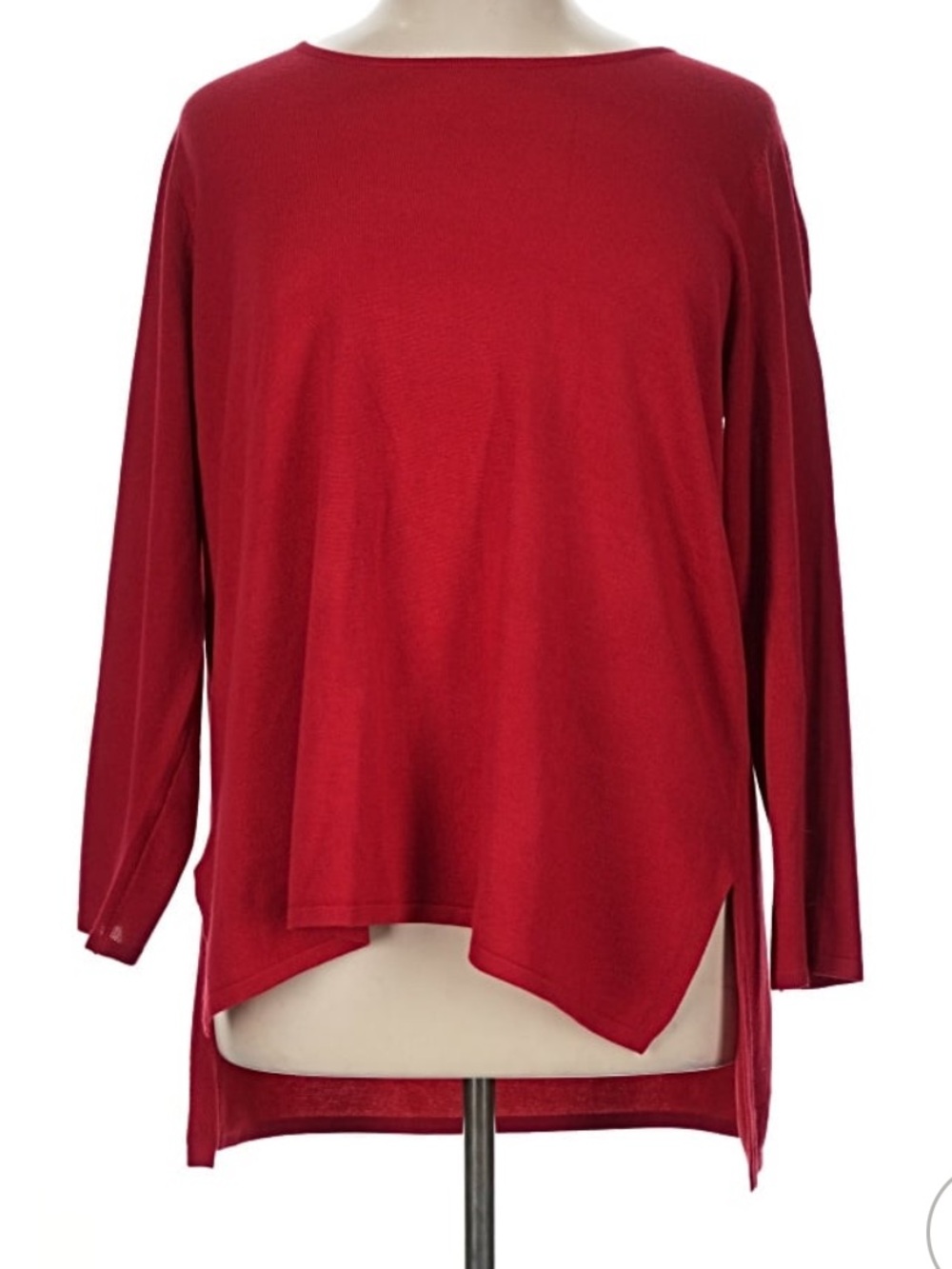 Tahari Red Long Sleeve High-Low lightweight sweater